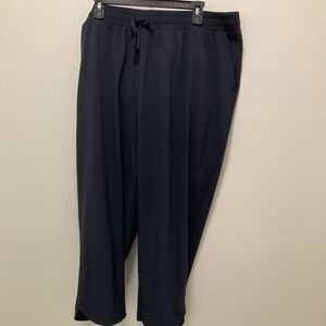 Talbots Crop Pants Elastic Waist Pull On 3X  Polyester Spandex Navy
